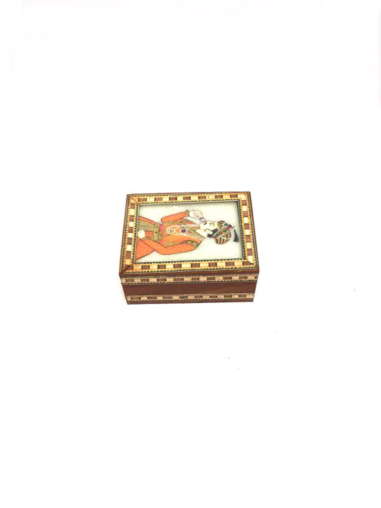 Handcrafted Jewelry Marble Box With Miniature Hand Painting By Tamrapatra