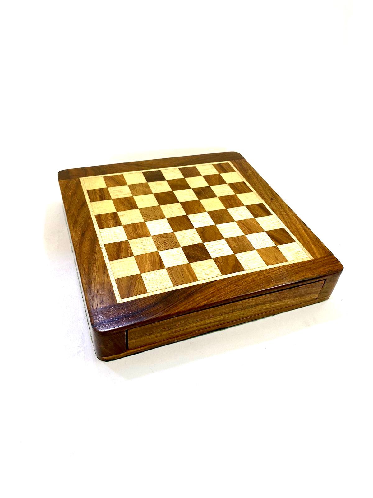 Travel Chess Wooden Carved Pieces Handcrafted Games By Tamrapatra