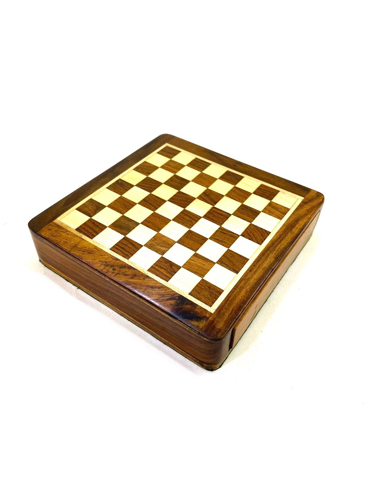Travel Chess Wooden Carved Pieces Handcrafted Games By Tamrapatra