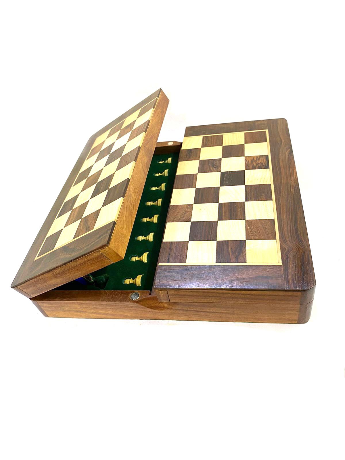 Travel Chess Wooden Carved Pieces Handcrafted Games By Tamrapatra