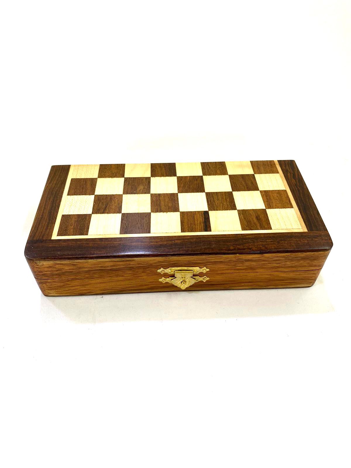Travel Chess Magnetic Wooden Carved Pieces Handcrafted Games By Tamrapatra