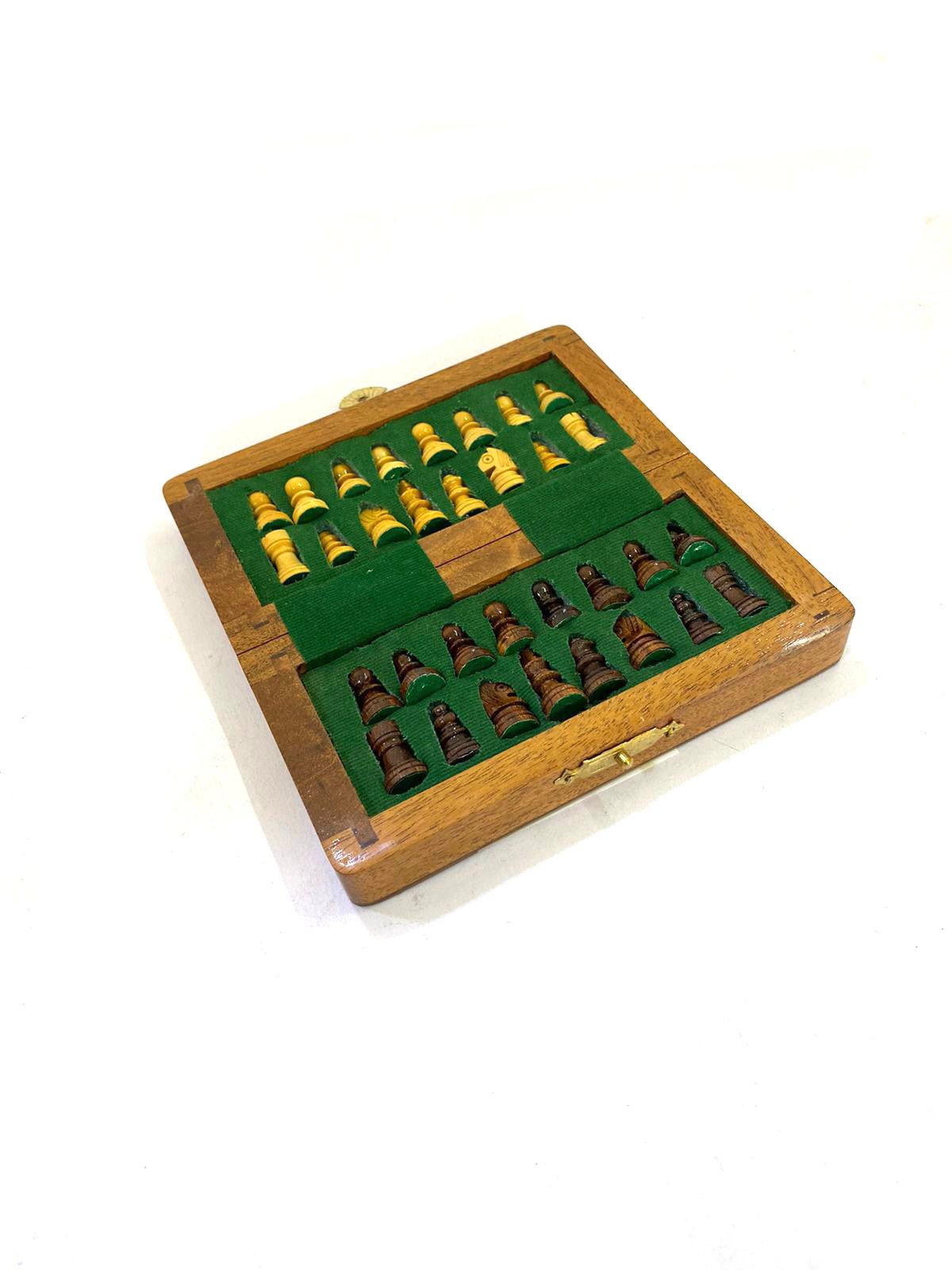 Travel Chess Wooden Carved Pieces Handcrafted Games By Tamrapatra