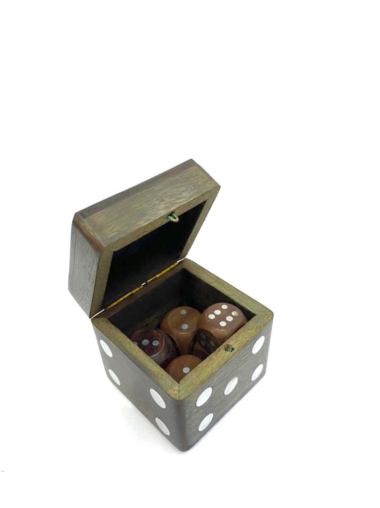 Set Of 5 Dices In Box Wooden Games Playing Handcrafted arts By Tamrapatra
