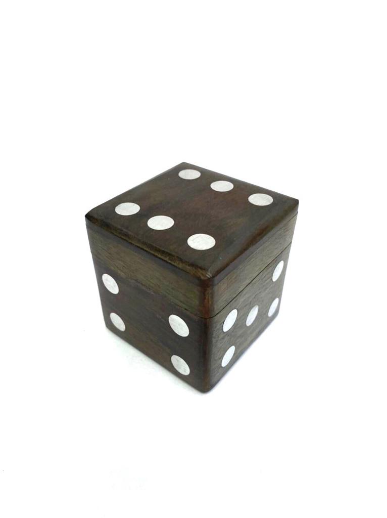 Set Of 5 Dices In Box Wooden Games Playing Handcrafted arts By Tamrapatra