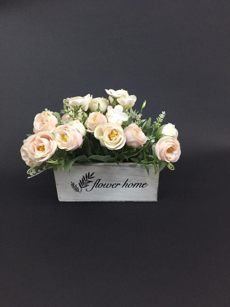 Flower Home With Exclusive Colorful Flowering Plants In Wood Box Tamrapatra