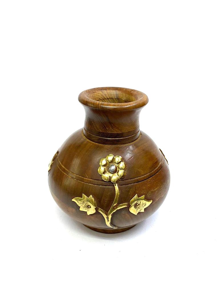 Wooden Vase Pots With Flower Metal Art For Plants Garden From Tamrapatra