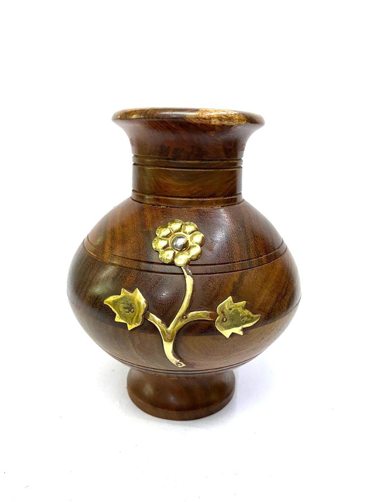 Wooden Vase Pots With Flower Metal Art For Plants Garden From Tamrapatra