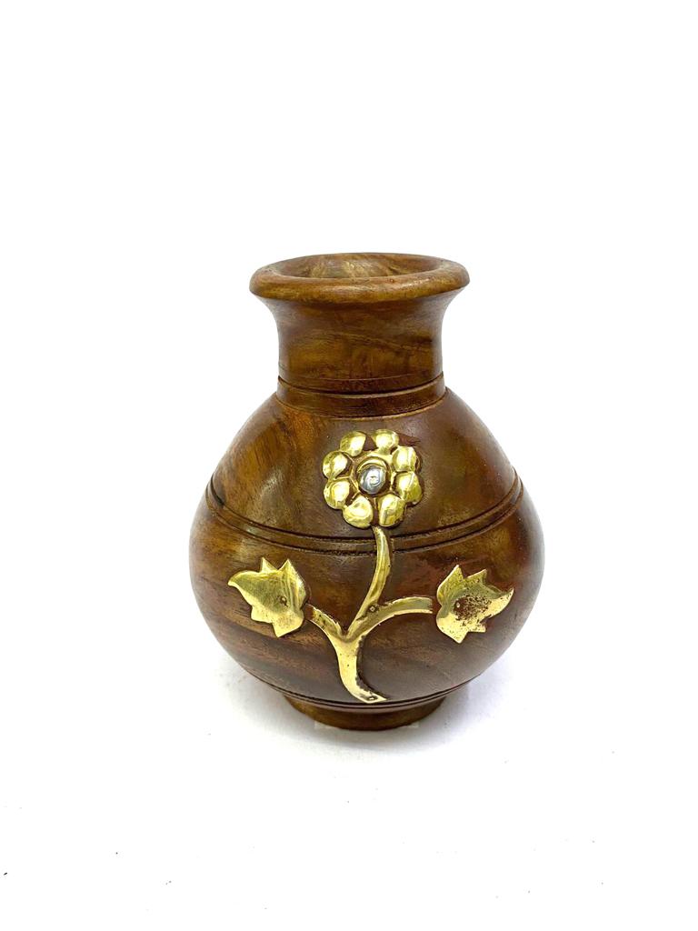 Wooden Vase Pots With Flower Metal Art For Plants Garden From Tamrapatra