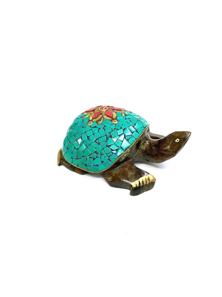 Wooden Tortoise In New Designs With Gemstones Handcrafted By Tamrapatra