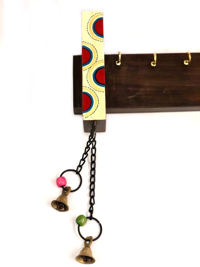 Exclusive Designer Artistic Wood Key Holder With Metal Bells Now At Tamrapatra