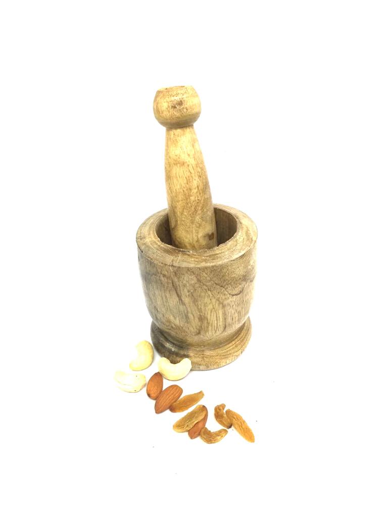 Mortar & Pestle Wooden Handicrafts Dinning Accessories From Tamrapatra