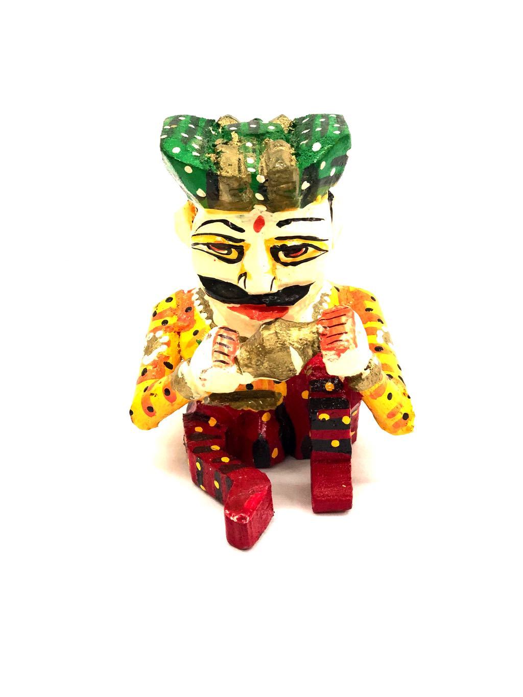 Wooden Rajasthani Musician Playing Various Instruments Gift Tamrapatra - Tanariri Hastakala