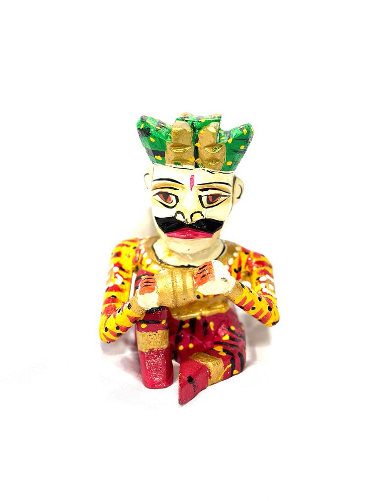 Sitting Turban Man Playing Various Musical Instruments Wood From Tamrapatra