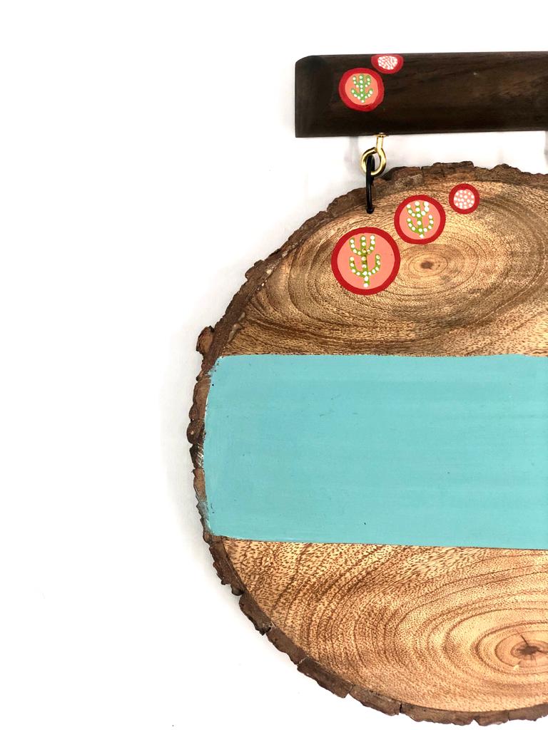 Name Plate Hand Painted With Turquoise Blue Round Shaped Design By Tamrapatra