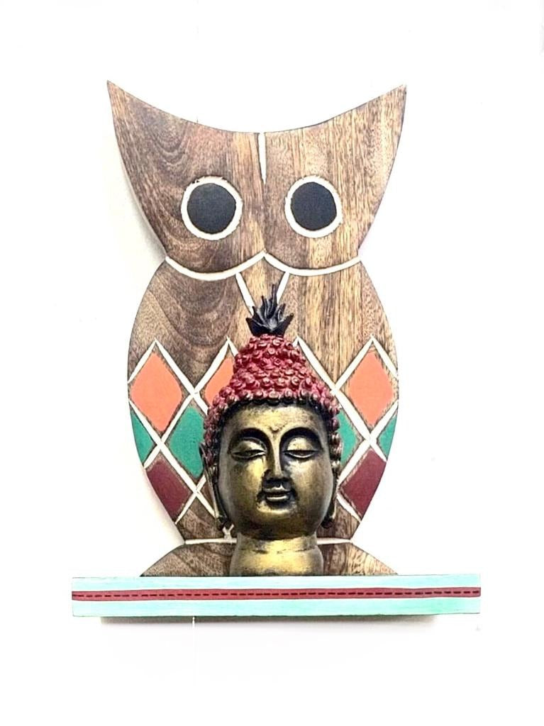 Attractive Shelf Owl Design Wooden Handicrafts Wall Utility By Tamrapatra