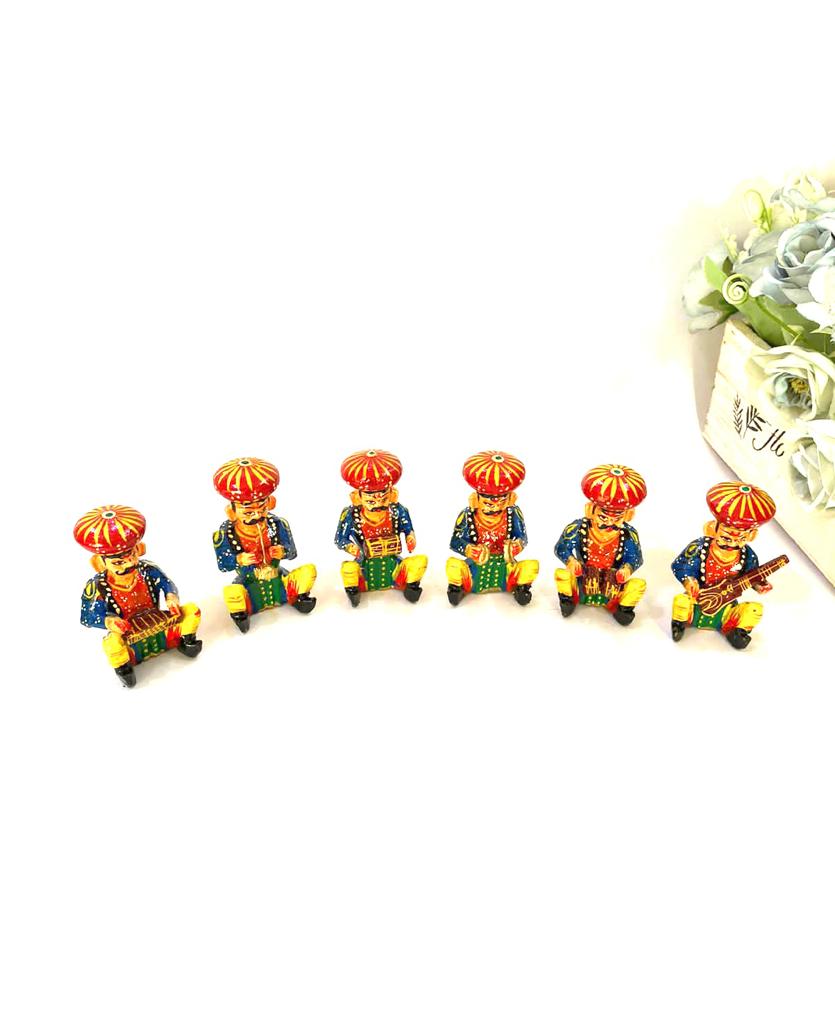 Wooden Musicians Set Of 6 Interior Decoration Hand Painted Collection Tamrapatra