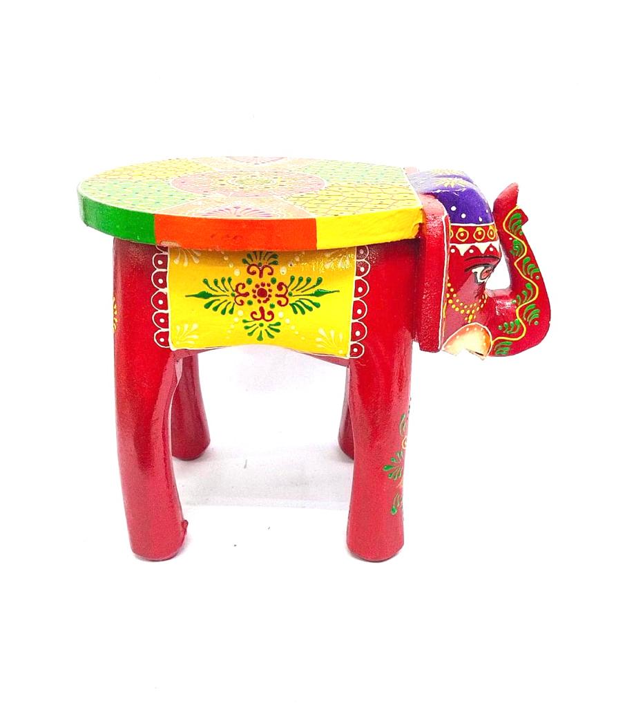 Multicolor Traditional Elephant Stool For Decoration & Sitting From Tamrapatra