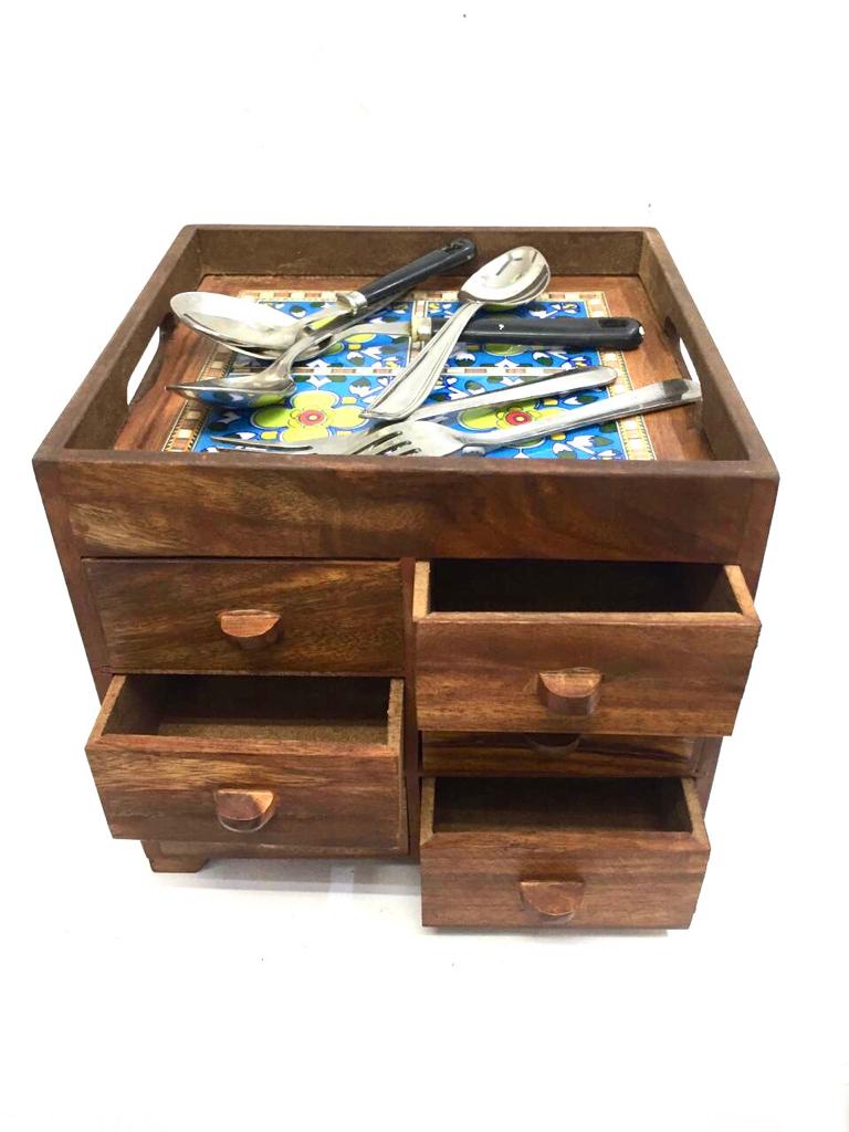 Wooden Try Platters Serving For Dinning Table With Storage From Tamrapatra