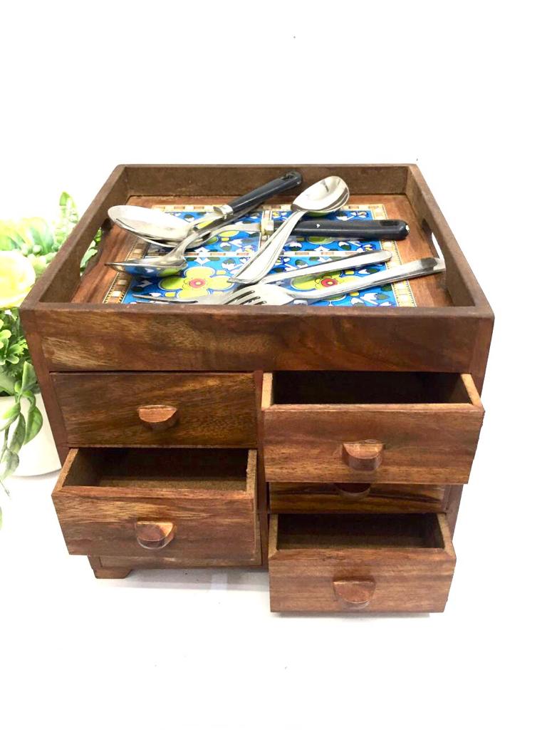 Wooden Try Platters Serving For Dinning Table With Storage From Tamrapatra