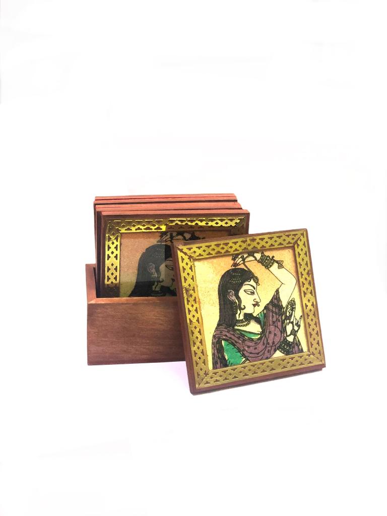 Gemstone Art Creation On Wooden Coasters In Various Designs Tamrapatra