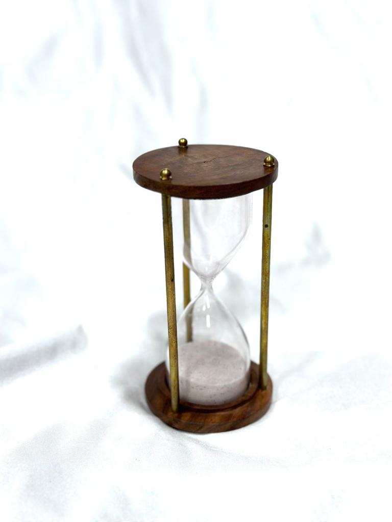 Wooden Brass Wooden Sand Timer Nautical Arts Handmade In India By Tamrapatra