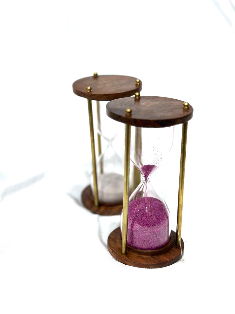 Wooden Brass Wooden Sand Timer Nautical Arts Handmade In India By Tamrapatra