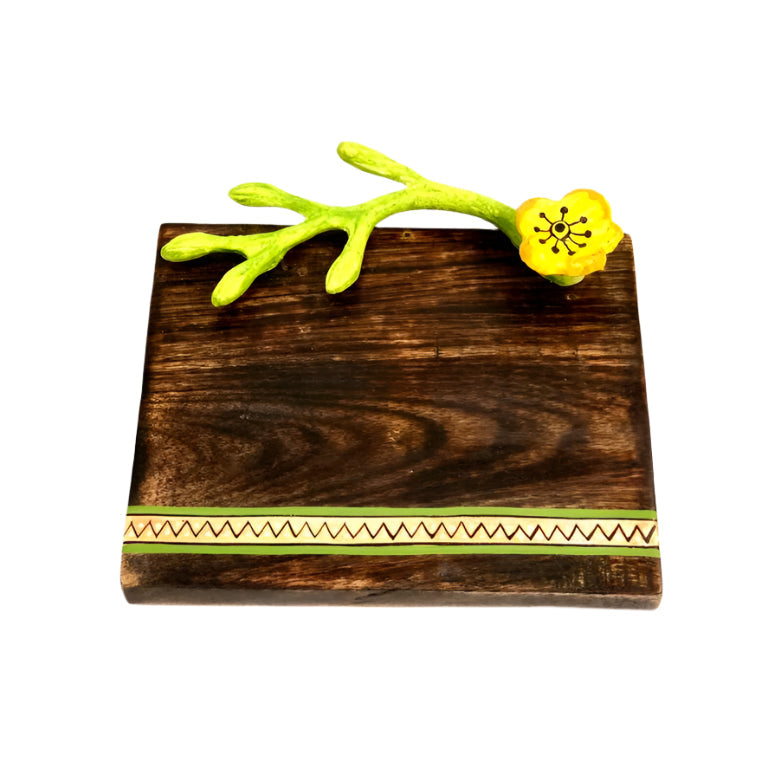 Floral Design Metal On Wooden Crafted With Love Name Plate Collection Tamrapatra