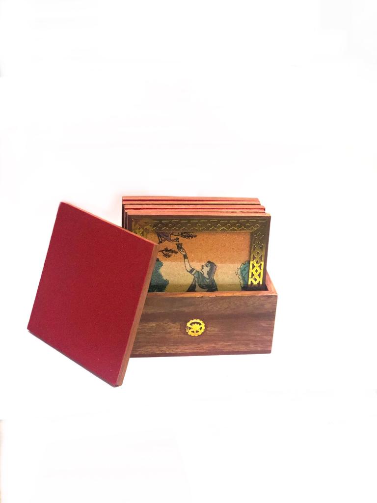 Gemstone Art Creation On Wooden Coasters In Various Designs Tamrapatra