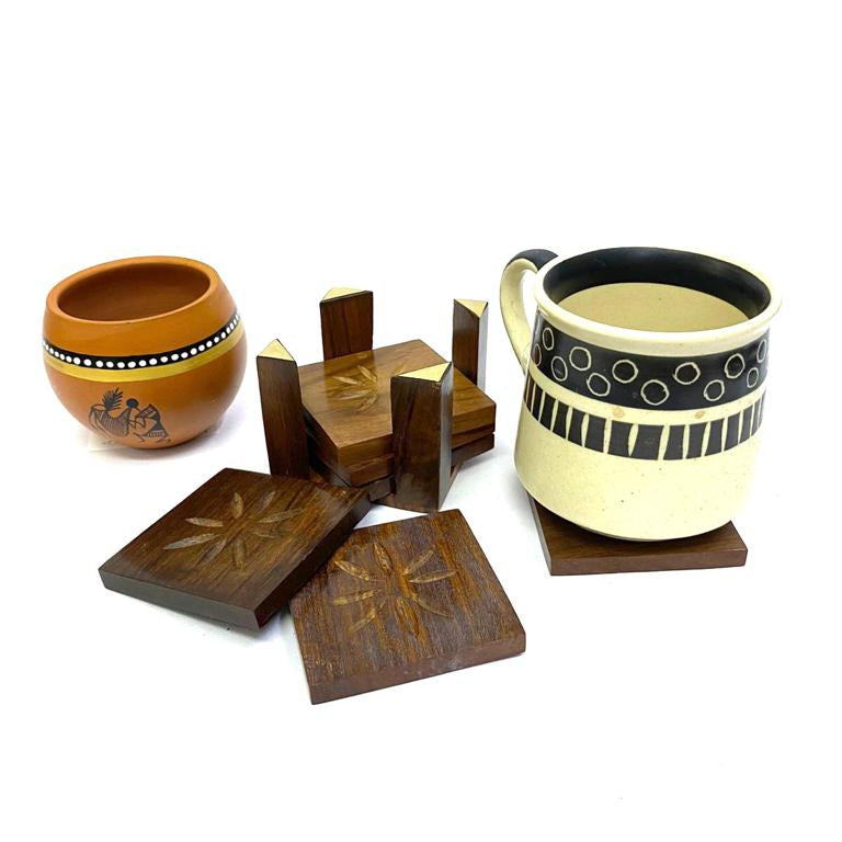 New Modern 6 Compact Designs Tea Coaster Utility Serve Beverage By Tamrapatra - Tamrapatra