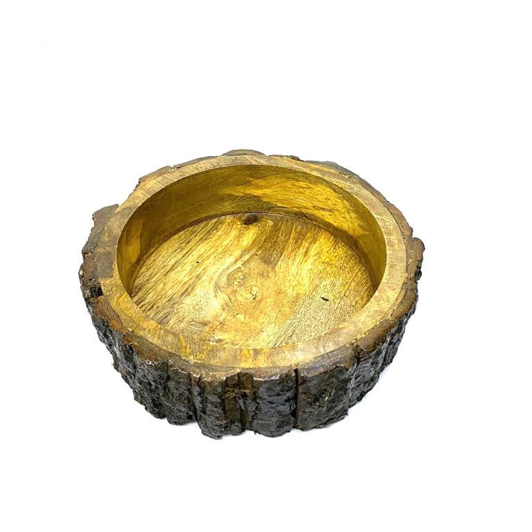 Wooden Tray Raw Series Round Shaped To Serve Beverage & Snacks Tamrapatra