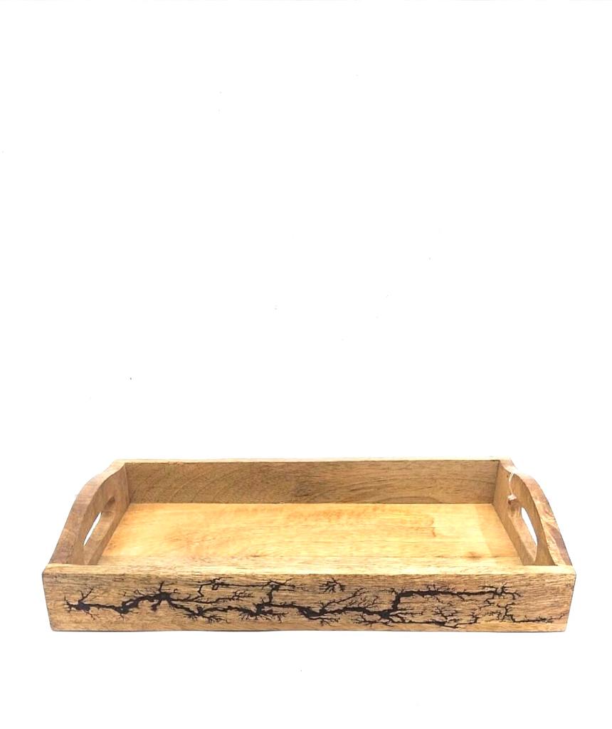 Wooden Tray Easy Carry Sleek Designs In Various Size Exclusive From Tamrapatra
