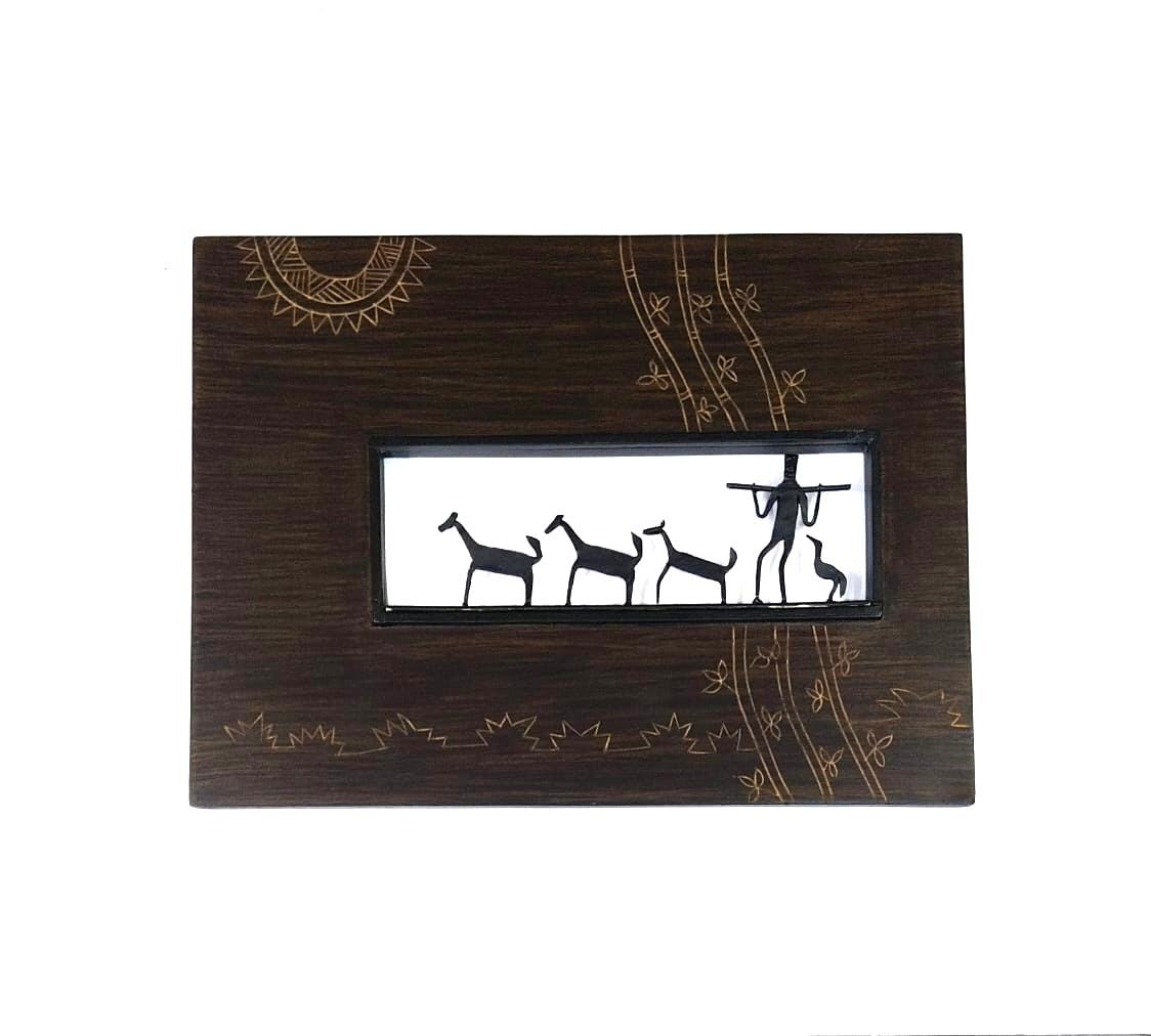 Wooden Iron Fusion Art Exclusive Engraving Handcrafted In India By Tamrapatra