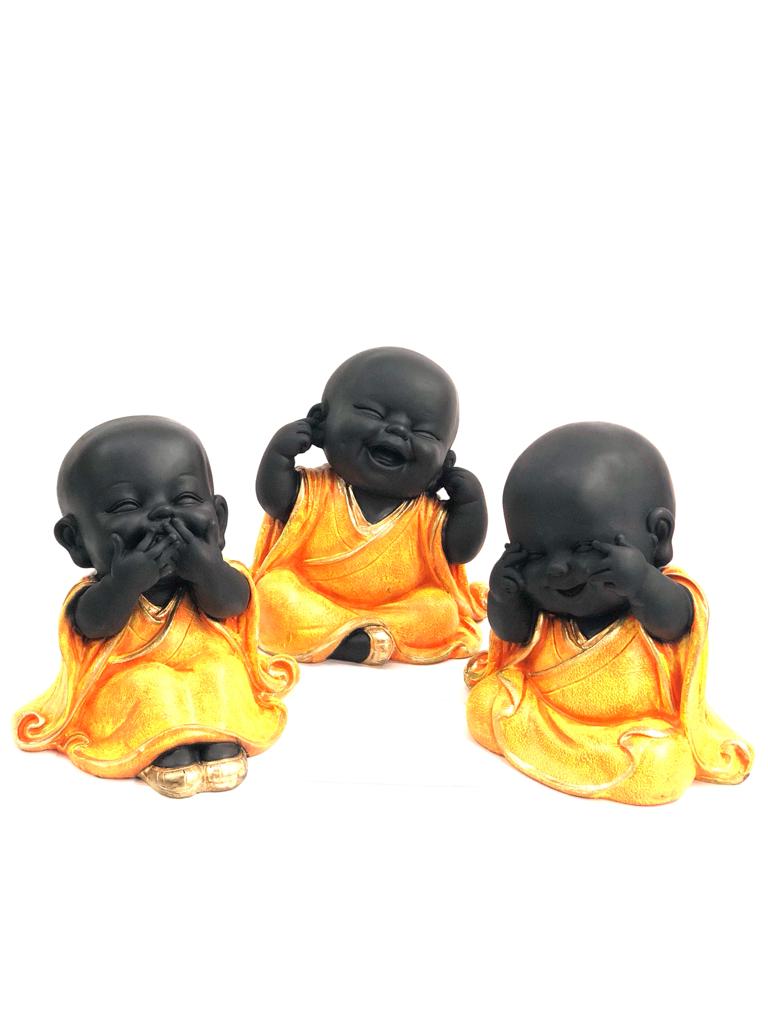 Big Happy Monks Lovely Resin Creations Set Of 3 In Cool Colors By Tamrapatra