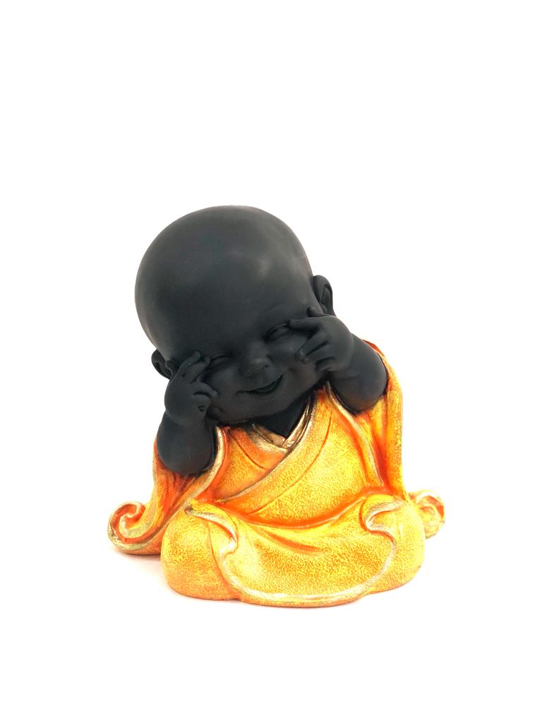 Big Happy Monks Lovely Resin Creations Set Of 3 In Cool Colors By Tamrapatra