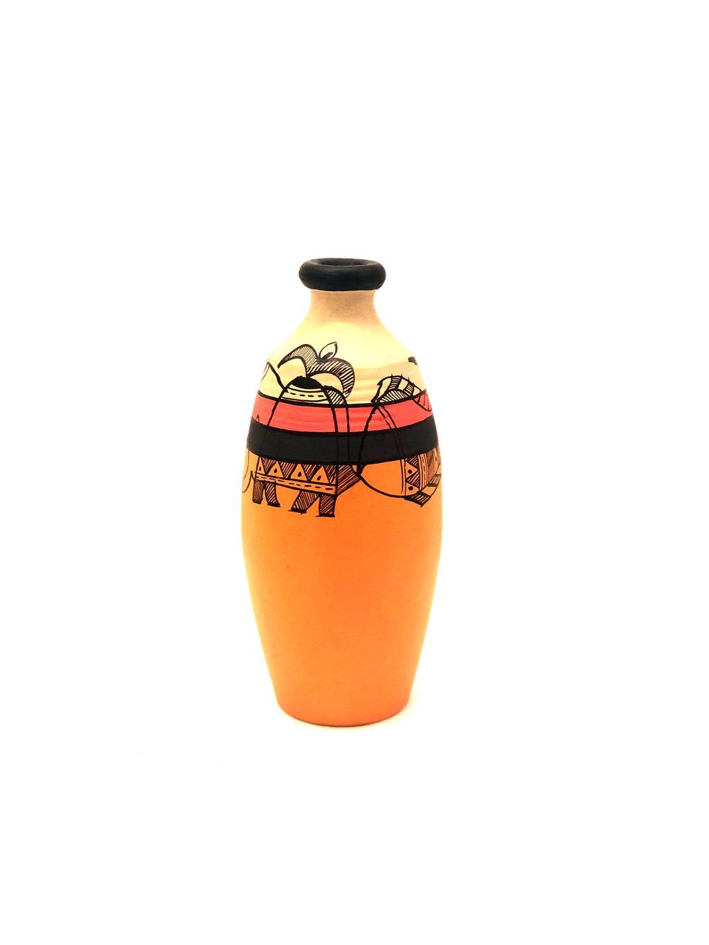 Tapper Shape Vase Superior Hand Painted Pottery Showpiece Tamrapatra - Tamrapatra