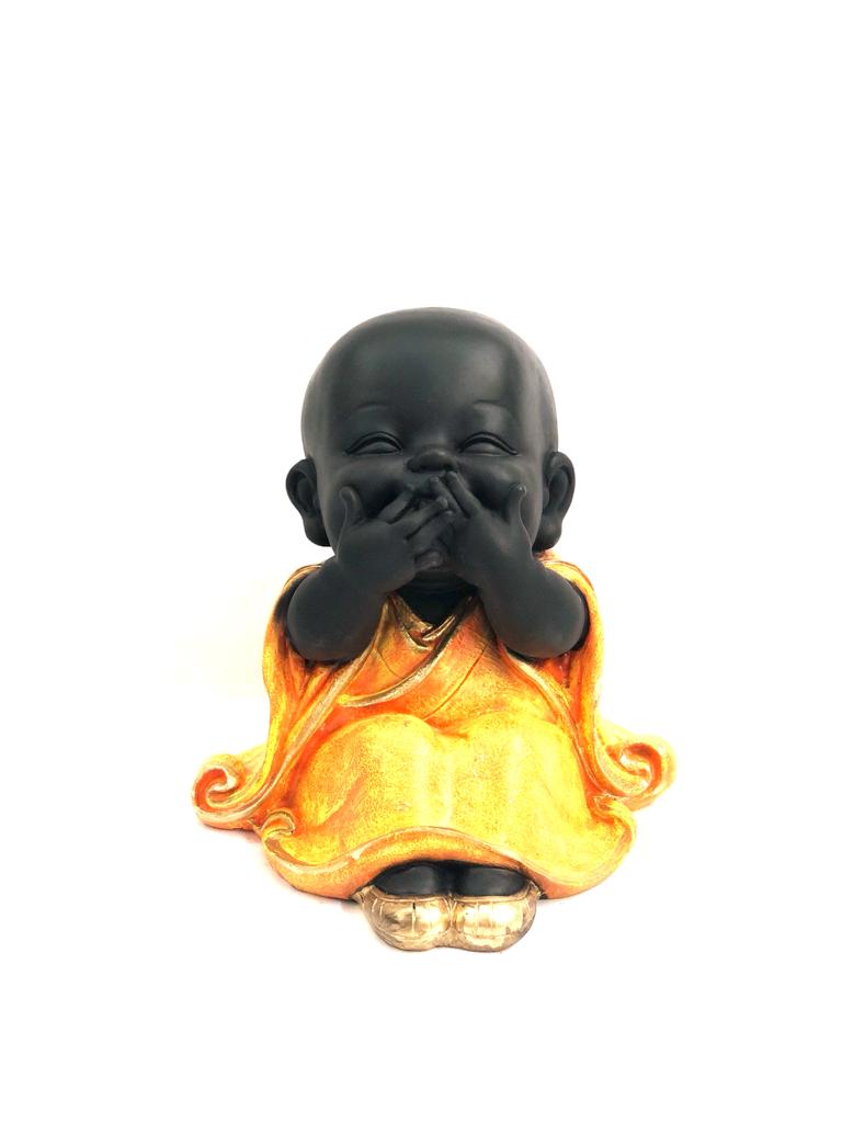 Big Happy Monks Lovely Resin Creations Set Of 3 In Cool Colors By Tamrapatra