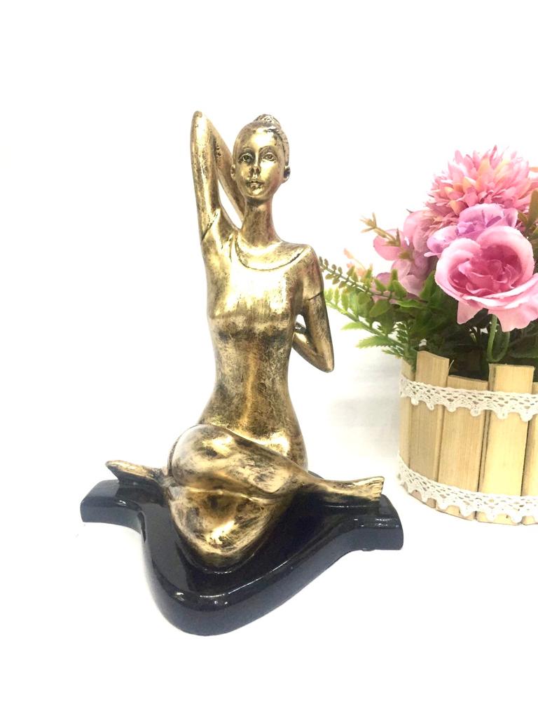 Yoga Lady Gold & Black Finish Elegant Modern Lifestyle Décor From Tamrapatra