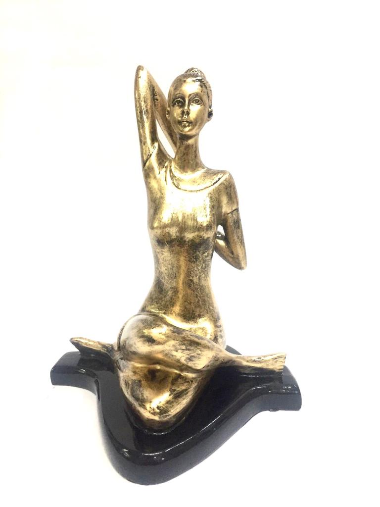 Yoga Lady Gold & Black Finish Elegant Modern Lifestyle Décor From Tamrapatra