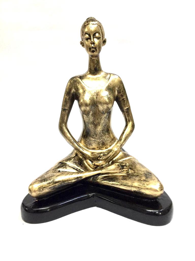 Yoga Lady Gold & Black Finish Elegant Modern Lifestyle Décor From Tamrapatra