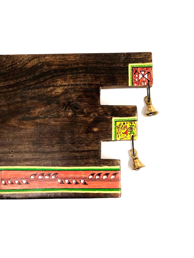 Zig Zag Designer Name Plate With Bells & Brass Figurenes Exclsuive By Tamrapatra