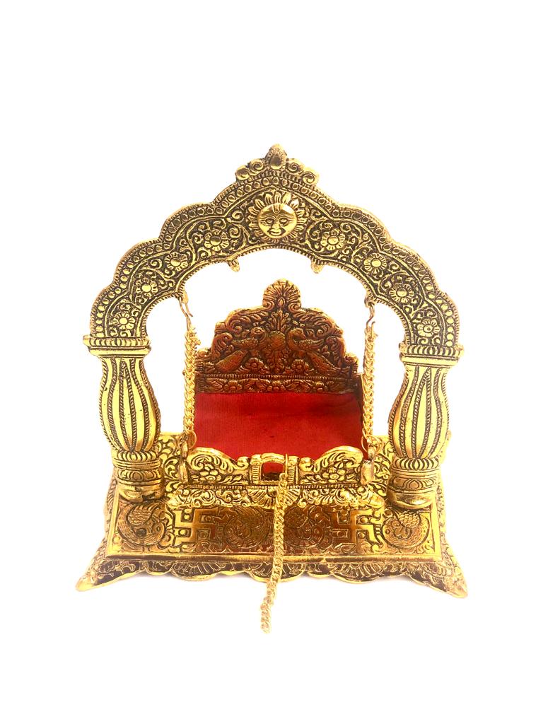 Metal Attractive Jhula For Idols With Base Handcrafted Gifts Spiritual Tamrapatra