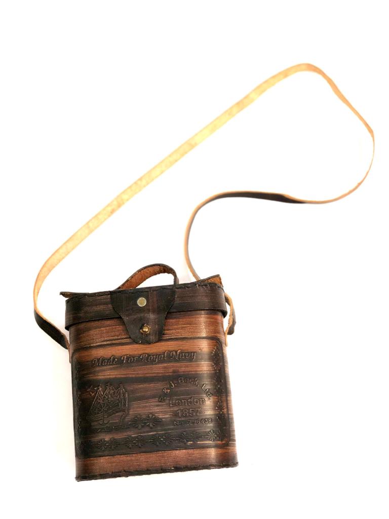 Vintage Brass Binoculars With Leather Stitched Carry Bag Nautical By Tamrapatra