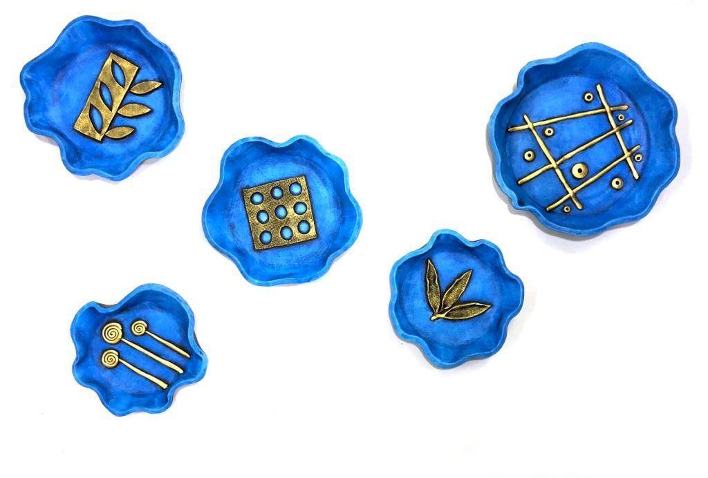 Moroccan Blue With Golden Touch Of Various Natured Inspired Texture Tamrapatra