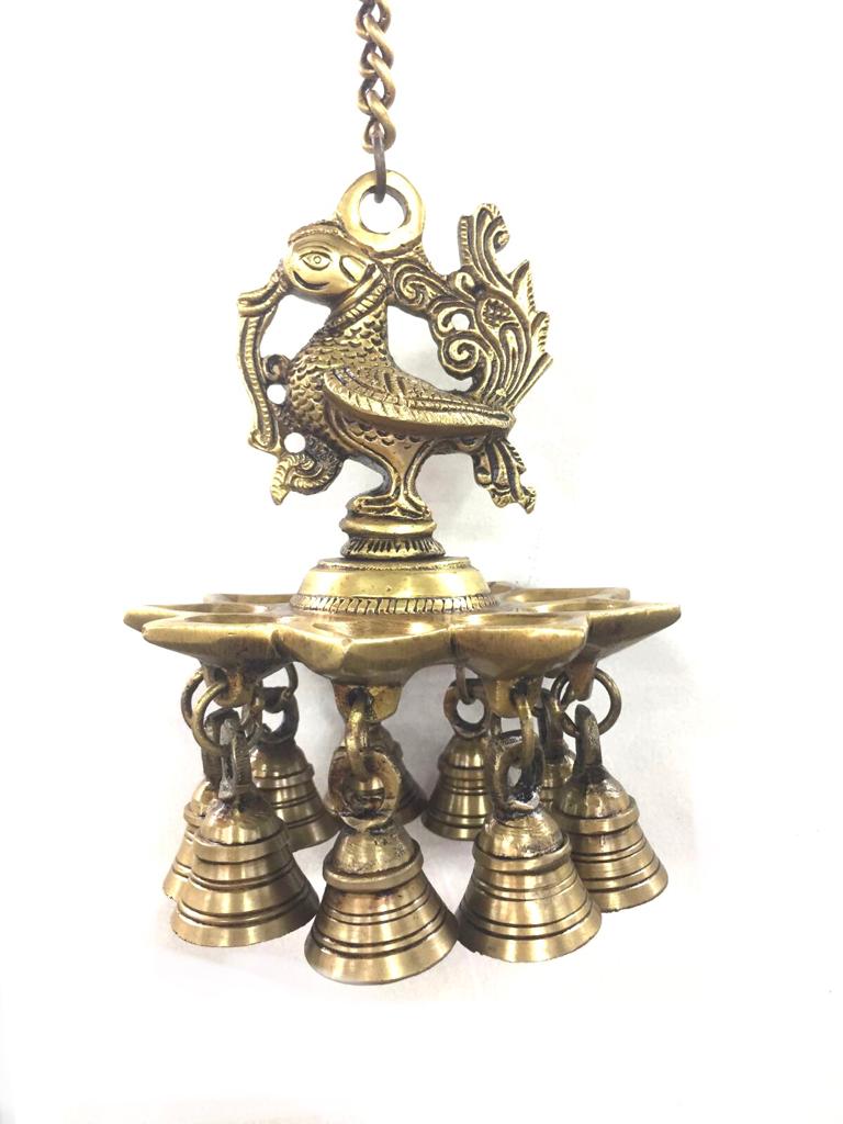 9/16 Deepak Lamp Brass Hanging Diya For Temple Pooja Room Décor By Tamrapatra
