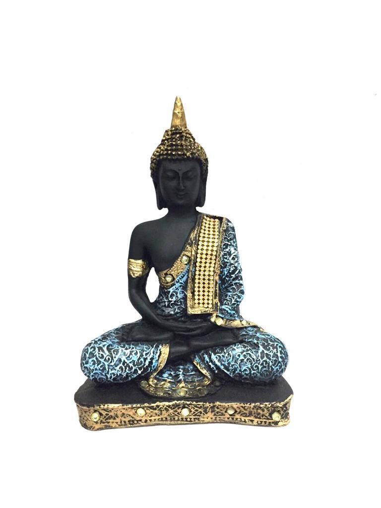 Buddha Meditation Figurine Collectible Matte Black Designs From Tamrapatra