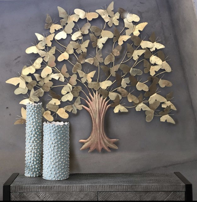 Golden Butterfly Tree Metal Wall Décor With LED Excellence Art From Tamrapatra
