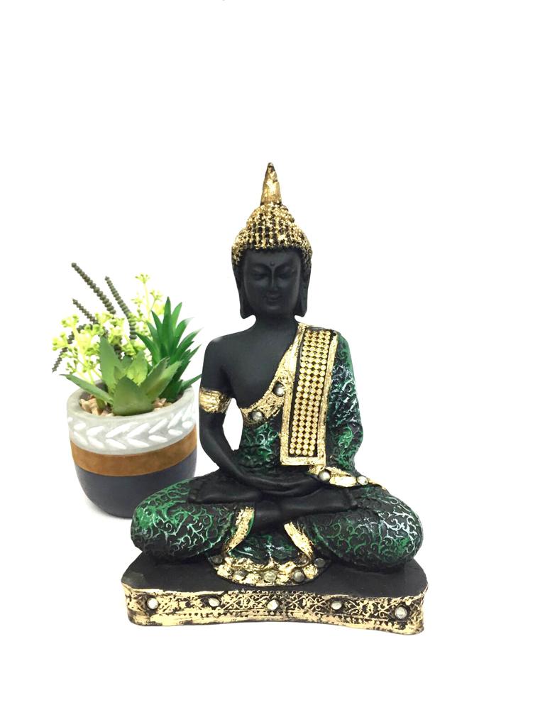 Buddha Meditation Figurine Collectible Matte Black Designs From Tamrapatra