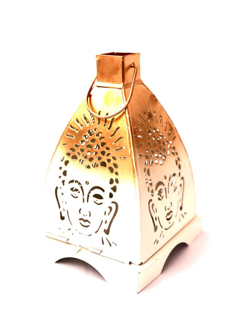 Buddha Shadow Tea Light Hanging Metal Lantern Tamrapatra - Tamrapatra