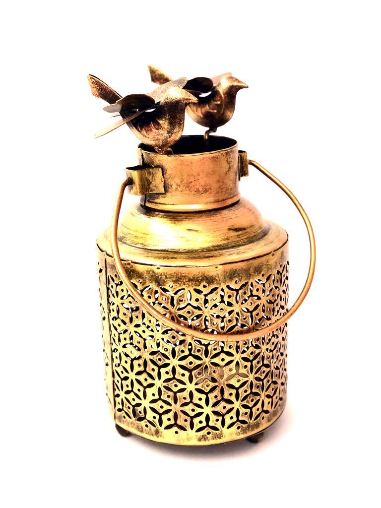 New Jar Style Bird Sitting On Hanging Metal Lantern Tamrapatra - Tamrapatra