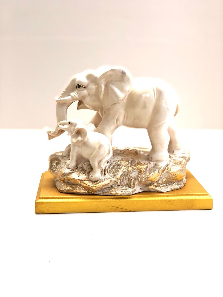 Elephant Mother Child Animal Sculpture Eccentric Home Living Décor Tamrapatra